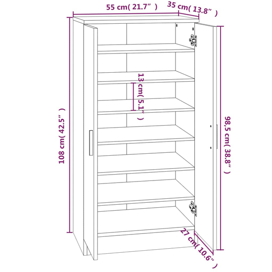 Oraibi High Gloss Shoe Storage Cabinet With 2 Doors In White