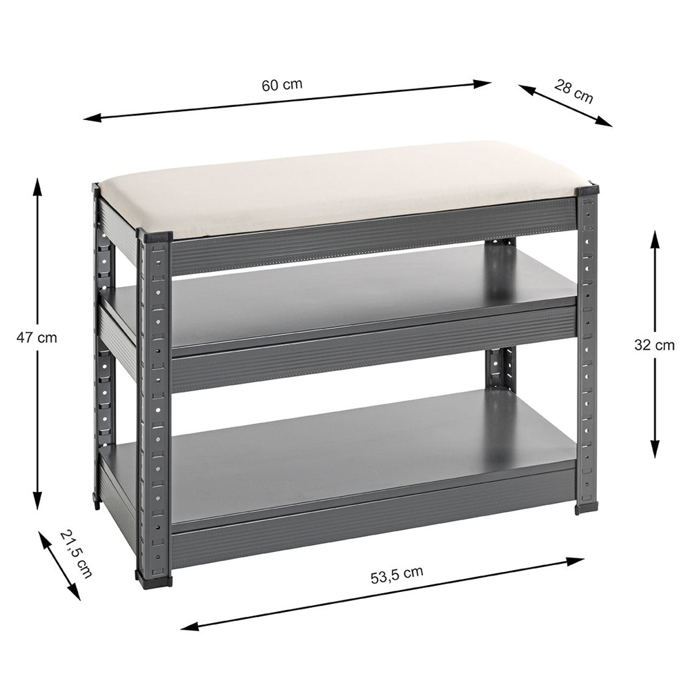 Oraibi Metal Shoe Rack In Anthracite And Grey