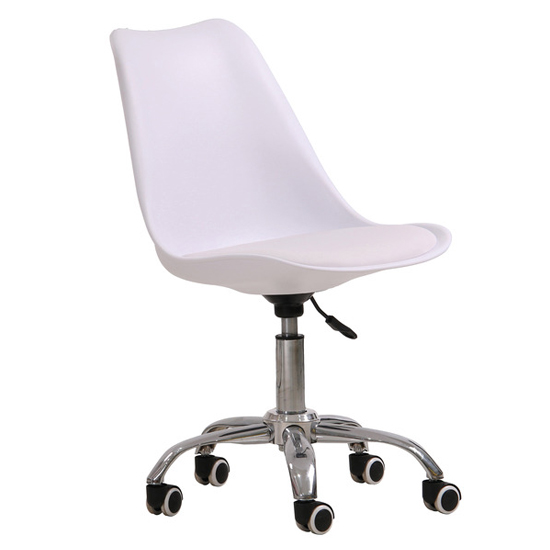Photo of Oran swivel faux leather home and office chair in white