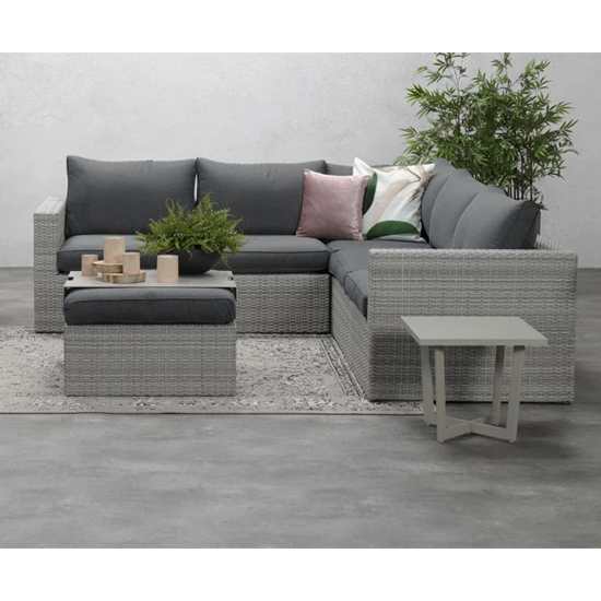 Oravo Corner Sofa Group With Armchair In Organic Grey FiF
