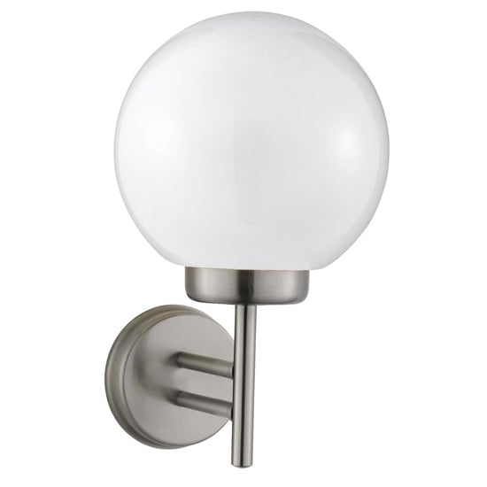 Orb Stainless Steel Lantern Outdoor Wall Light With White Shade
