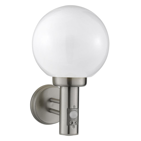 Product photograph of Orb Stainless Steel Lantern Outdoor Wall Light In White Shade from Furniture in Fashion