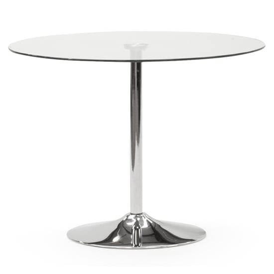 Orbik Clear Glass Dining Table With Polished Metal Base