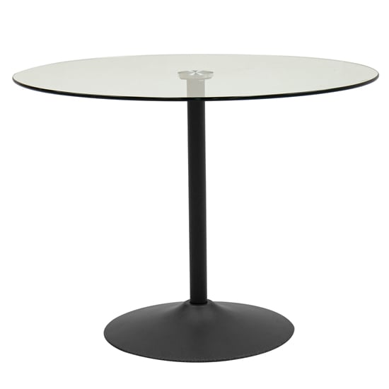Read more about Orbik round clear glass dining table with grey metal base
