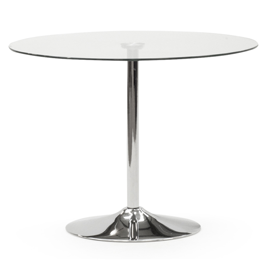 Orbik Small Clear Glass Dining Table With Polished Metal Base thumbnail