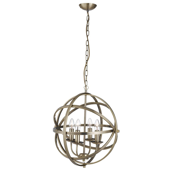 Photo of Orbit 4 lights ceiling pendant light in antique brass