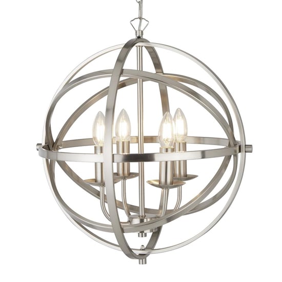 Product photograph of Orbit 4 Lights Ceiling Pendant Light In Satin Silver from Furniture in Fashion