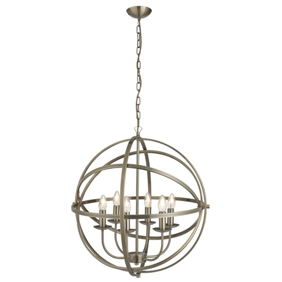 Orbit 6 Lights Ceiling Pendant Light In Antique Brass
