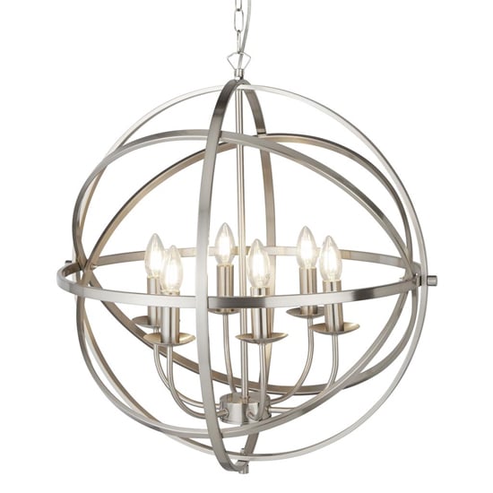 Product photograph of Orbit 6 Lights Ceiling Pendant Light In Satin Silver from Furniture in Fashion