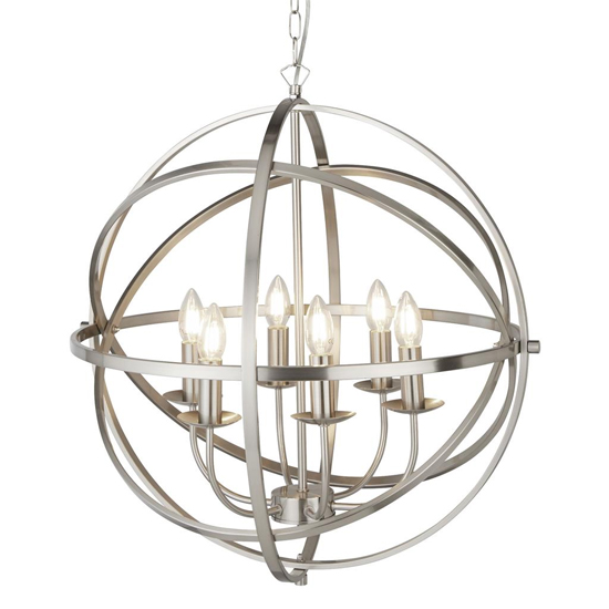 Photo of Orbit 6 lights ceiling pendant light in satin silver