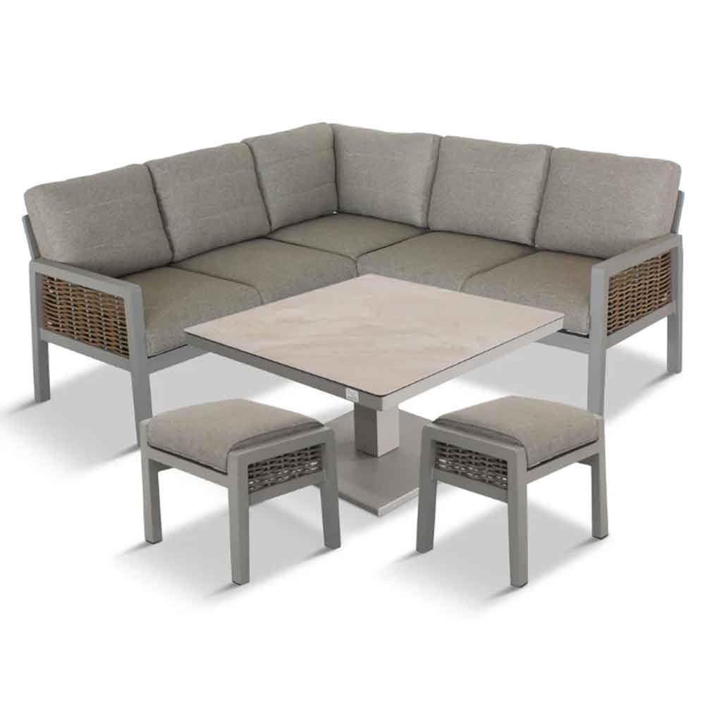Orbit Aluminium Outdoor Compact Dining Set with Adjustable Table in Beige