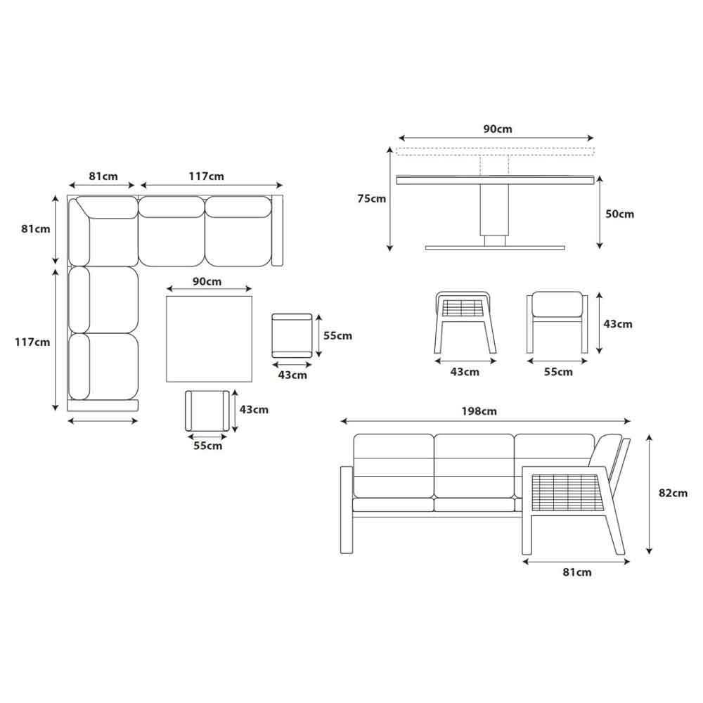 Orbit Aluminium Outdoor Compact Dining Set with Adjustable Table in Beige