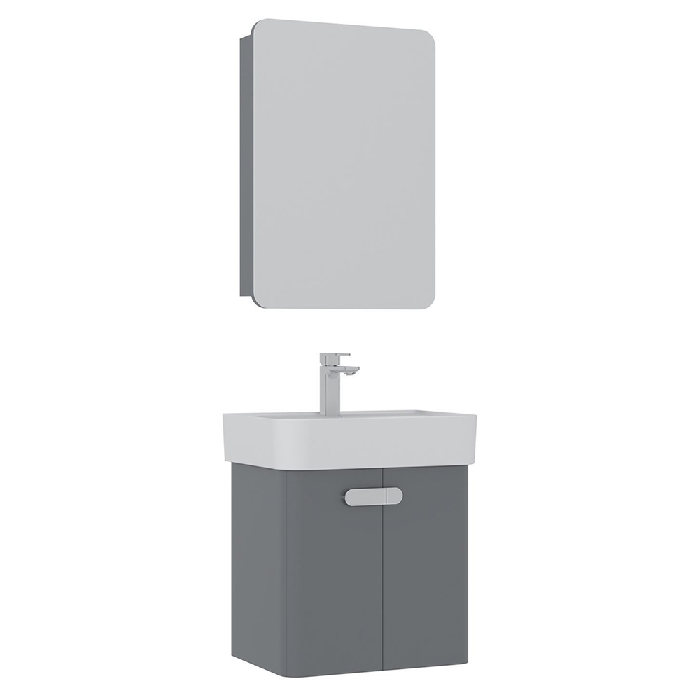 Orbit Wooden Wall Mounted Bathroom Furniture Set in Grey