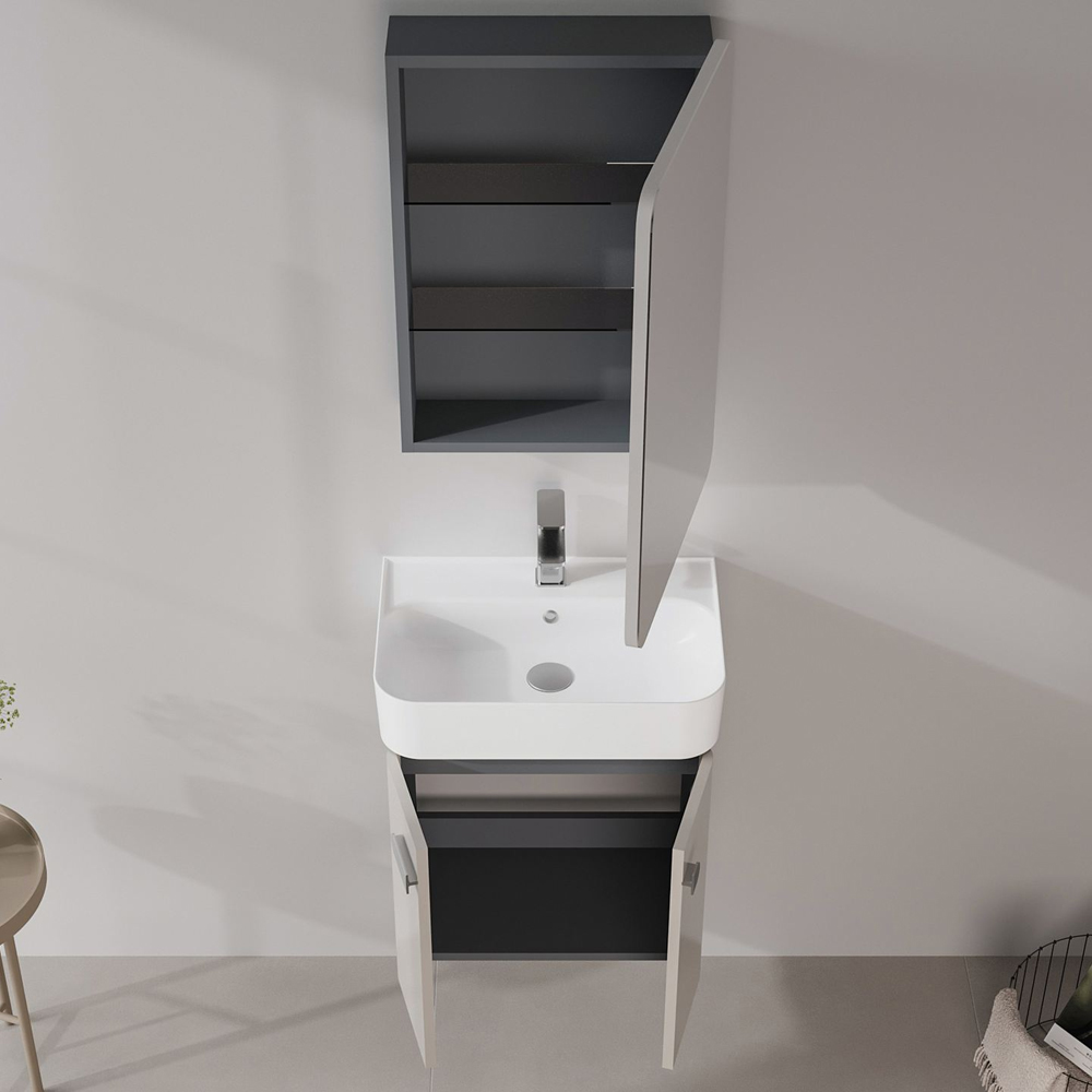Orbit Wooden Wall Mounted Bathroom Furniture Set in Mink