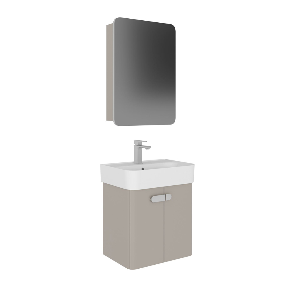 Orbit Wooden Wall Mounted Bathroom Furniture Set in Mink