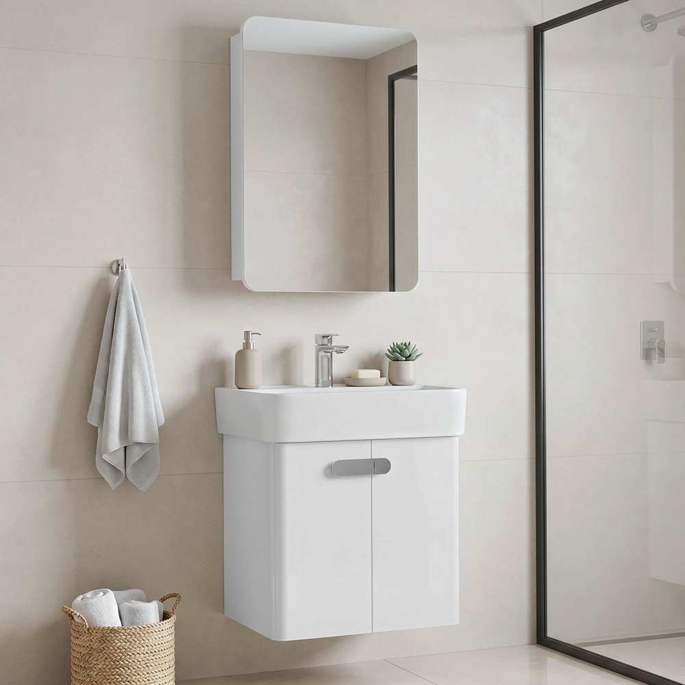 Orbit Wooden Wall Mounted Bathroom Furniture Set in White
