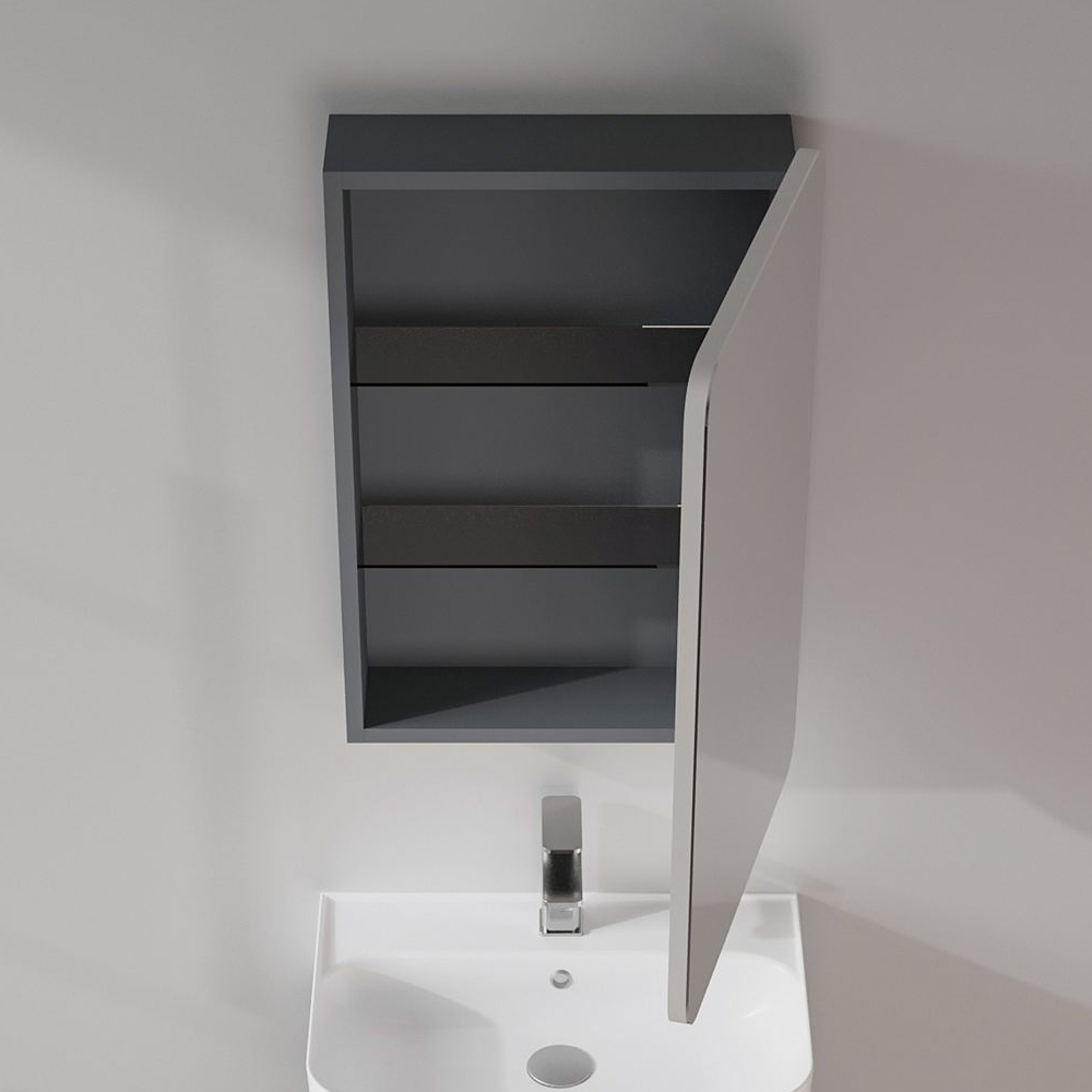 Orbit Wooden Wall Mounted Bathroom Mirror Cabinet in Anthracite