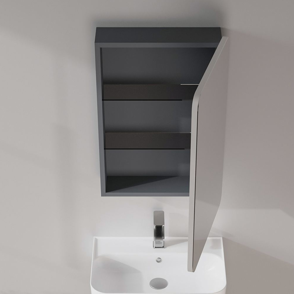 Orbit Wooden Wall Mounted Bathroom Mirror Cabinet in Mink