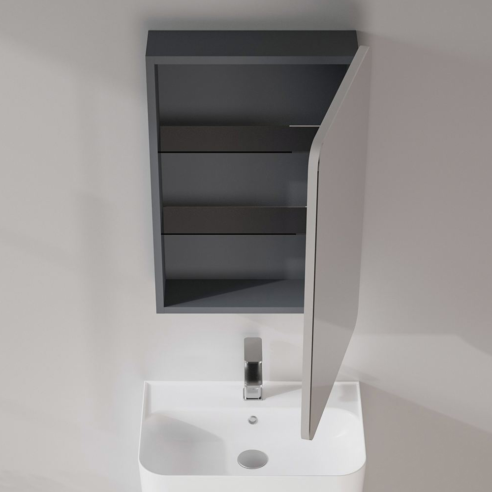 Orbit Wooden Wall Mounted Bathroom Mirror Cabinet in White