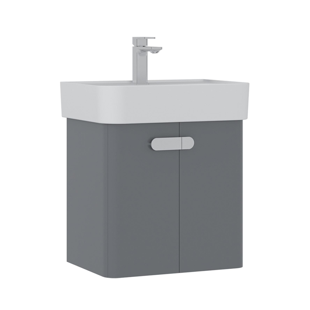 Orbit Wooden Wall Mounted Vanity Unit & Basin with 2 Doors in Grey