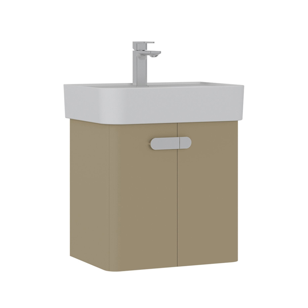 Orbit Wooden Wall Mounted Vanity Unit & Basin with 2 Doors in Mink