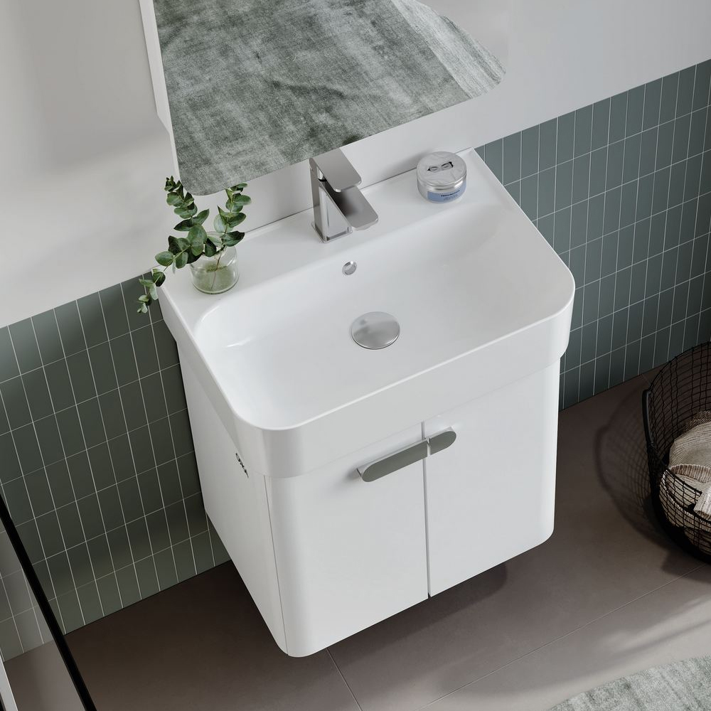 Orbit Wooden Wall Mounted Vanity Unit & Basin with 2 Doors in White