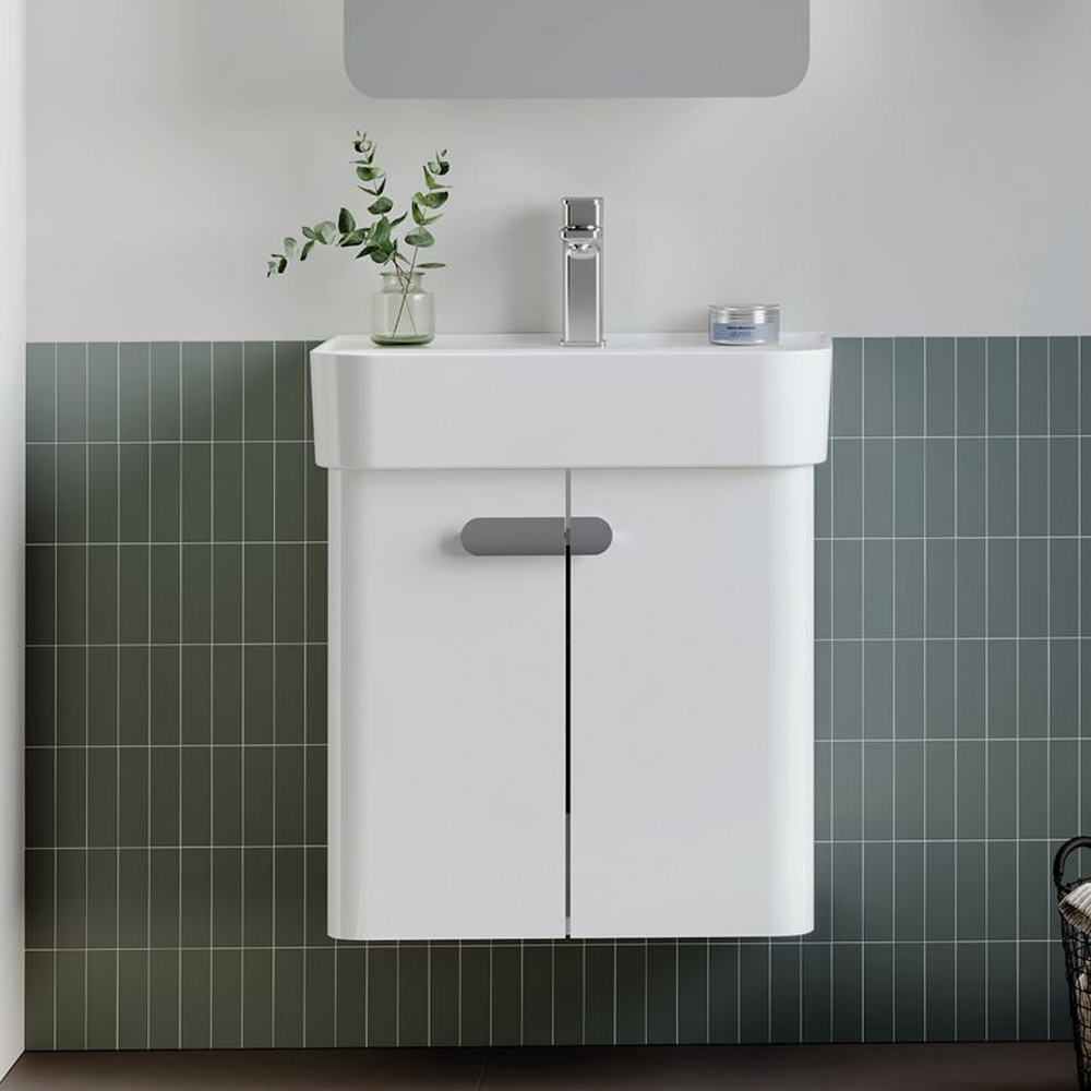 Orbit Wooden Wall Mounted Vanity Unit & Basin with 2 Doors in White