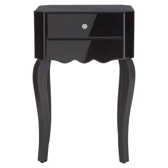 Orca Mirrored Glass Side Table With 1 Drawer In Black_3