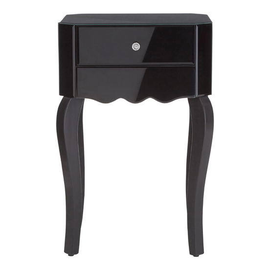 Orca Mirrored Glass Side Table With 1 Drawer In Black_2