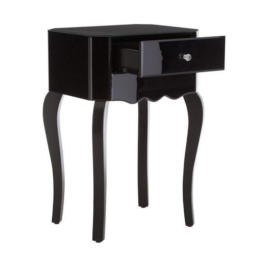 Orca Mirrored Glass Side Table With 1 Drawer In Black_5