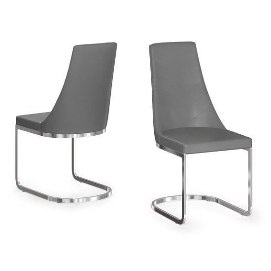 Product photograph of Markyate Faux Leather Dining Chair In Grey In A Pair from Furniture in Fashion