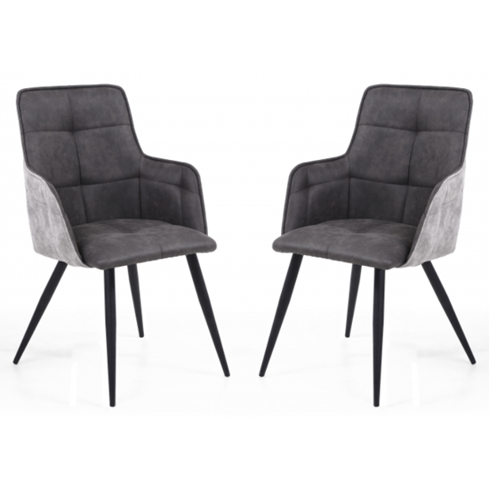 Photo of Ordos dark grey suede effect fabric dining chairs in pair
