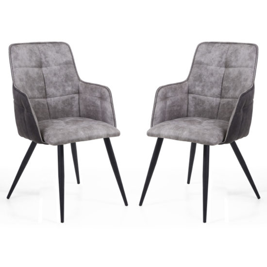 Photo of Ordos light grey suede effect fabric dining chairs in pair