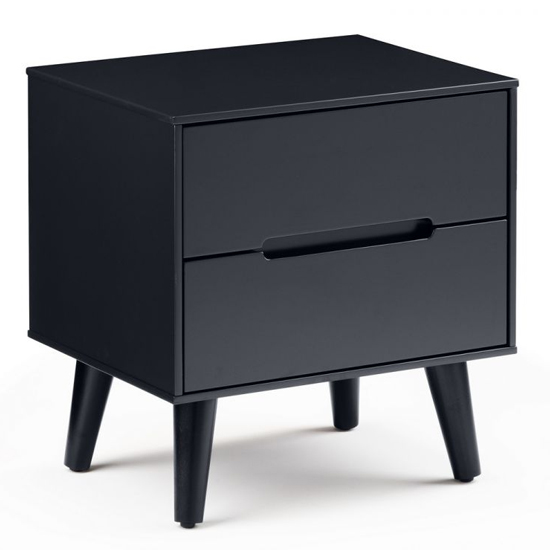 Abrina Wooden Bedside Cabinet With 2 Drawers In Anthracite