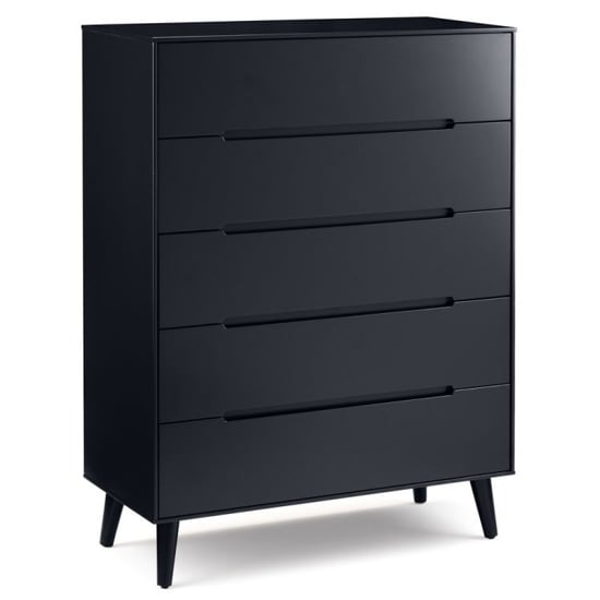 Product photograph of Abrina Wooden Chest Of 5 Drawers In Anthracite from Furniture in Fashion