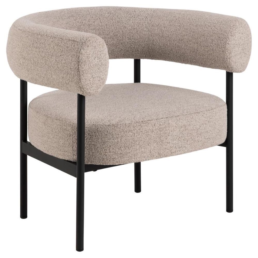 Oregon Fabric Lounge Chair With Black Frame In Beige