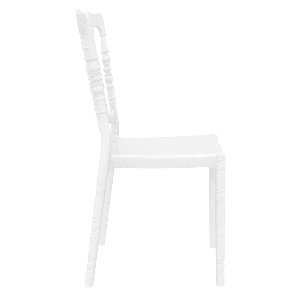Oregon Glossy White Polycarbonate Side Chairs In Pair