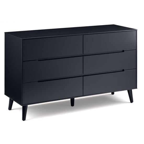 Product photograph of Abrina Wide Wooden Chest Of 6 Drawers In Anthracite from Furniture in Fashion