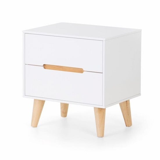 Product photograph of Abrina Bedside Cabinet In Matt White And Oak from Furniture in Fashion