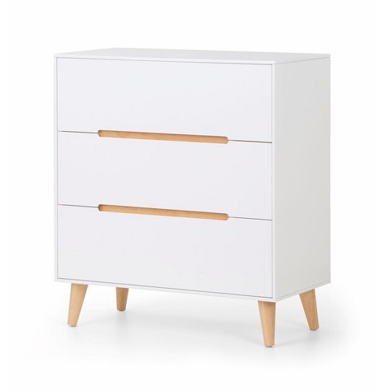 Abrina Chest Of Drawers In Matt White And Oak