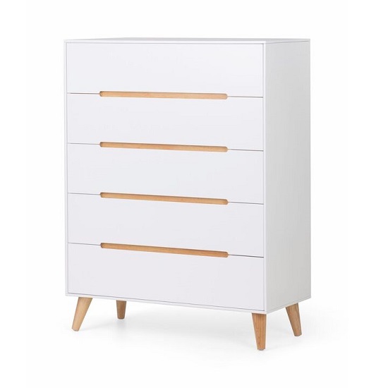 Photo of Abrina chest of drawers tall in matt white and oak