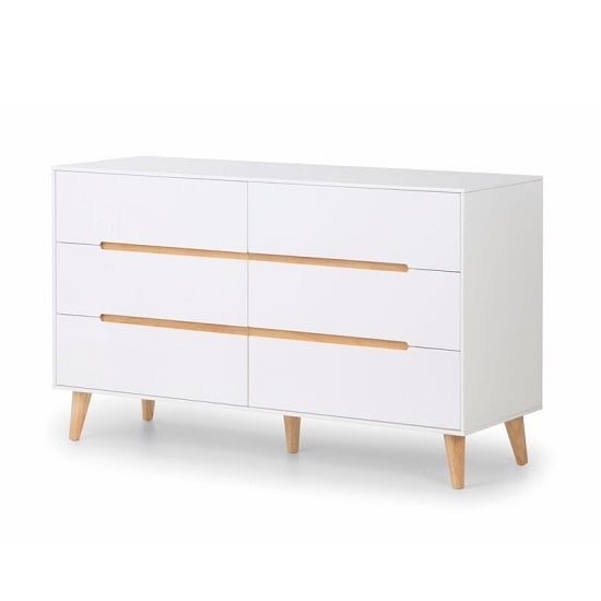 Product photograph of Abrina Chest Of Drawers Wide In Matt White And Oak from Furniture in Fashion