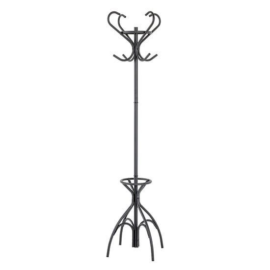 Read more about Orem metal 8 hooks coat stand with umbrella stand in black