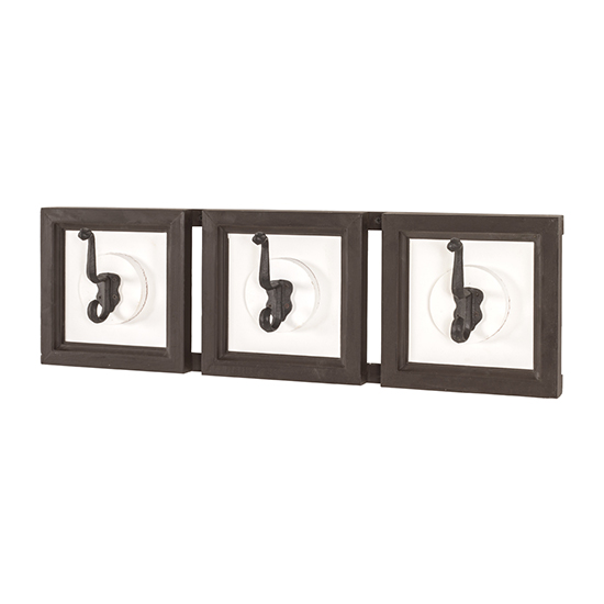 Product photograph of Orem Wooden Wall Hung 3 Hooks Coat Rack In White And Brown from Furniture in Fashion