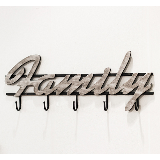 Orem Wooden Wall Hung Family Coat Rack In Black And Silver