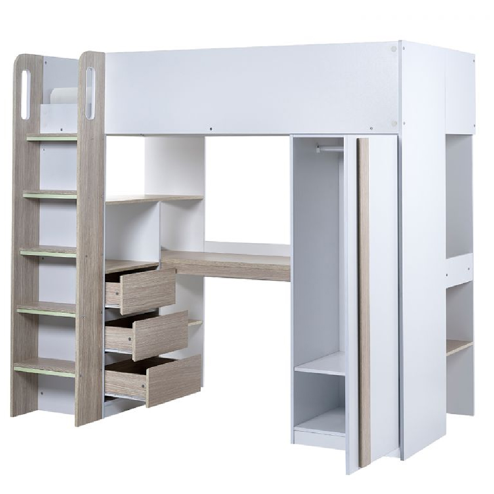 Orem Wooden High Sleeper Children bed In White And Oak