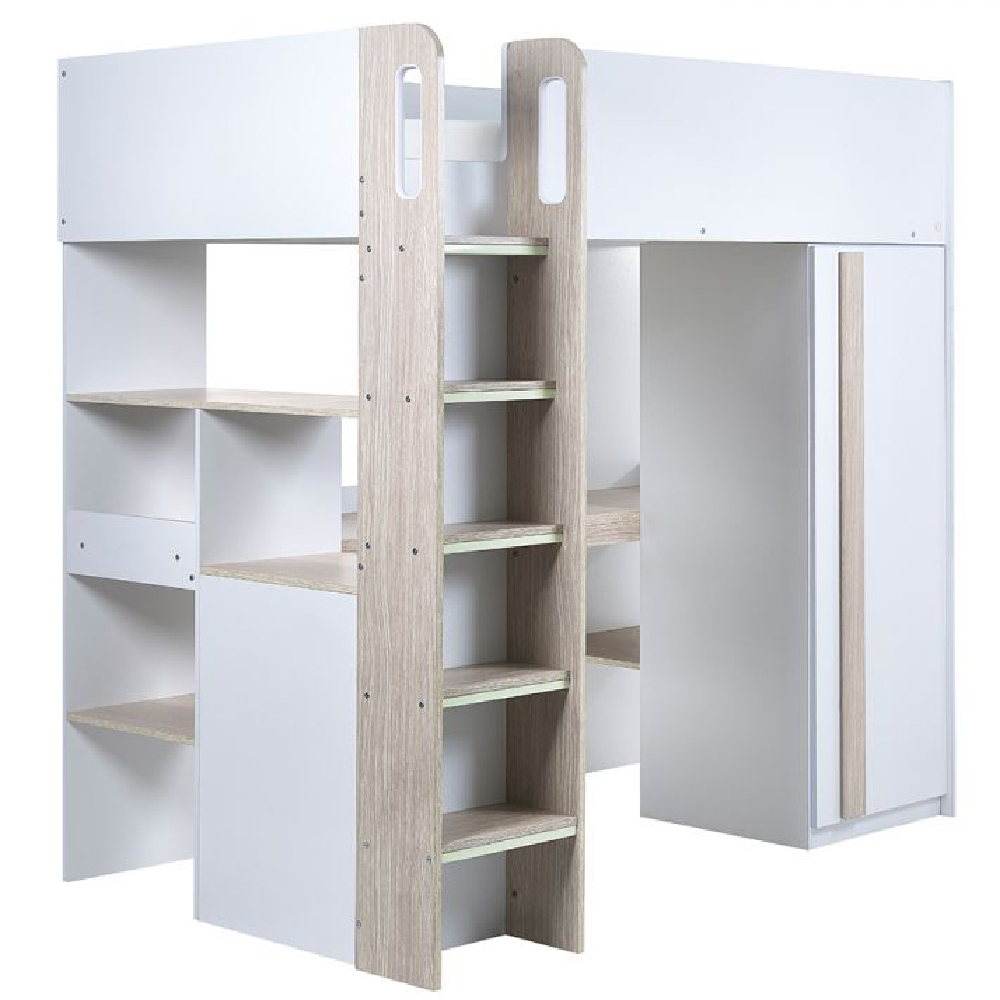 Orem Wooden High Sleeper Children bed In White And Oak