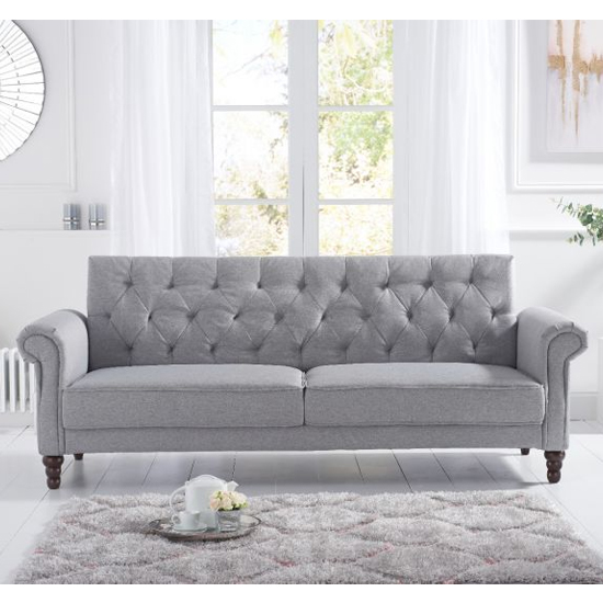 Orexo Linen Fabric Upholstered Sofa Bed In Grey Furniture in Fashion