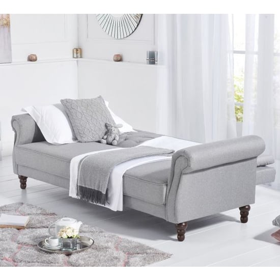 Orexo Chesterfield Linen Fabric Sofa Bed In Grey_3