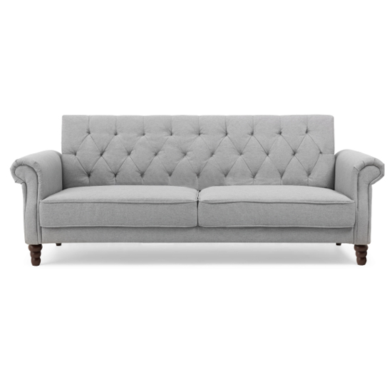 Orexo Chesterfield Linen Fabric Sofa Bed In Grey_4